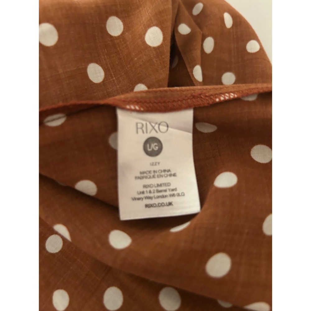 RIXO London Izzy Copper Polka Dot Midi Dress Kate Middleton Style Size L US 10 - Picture 7 of 9